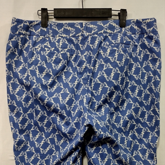 NWOT Talbots The Perfect Crop Butterfly Pants Womens 16P Blue Boho Retro Artsy - Picture 7 of 9